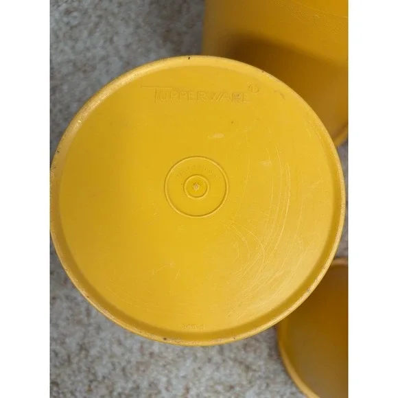 Vintage Tupperware Servalier Gold With Orange Floral Canister Set with Lids - Picture 10 of 12